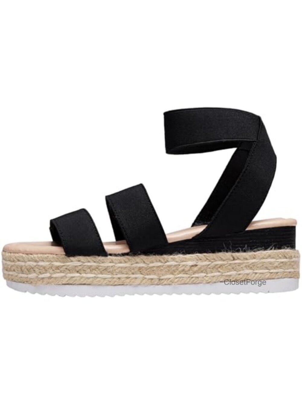 Women's Platform Wedge Sandals Triple Elastic Strap Espadrille